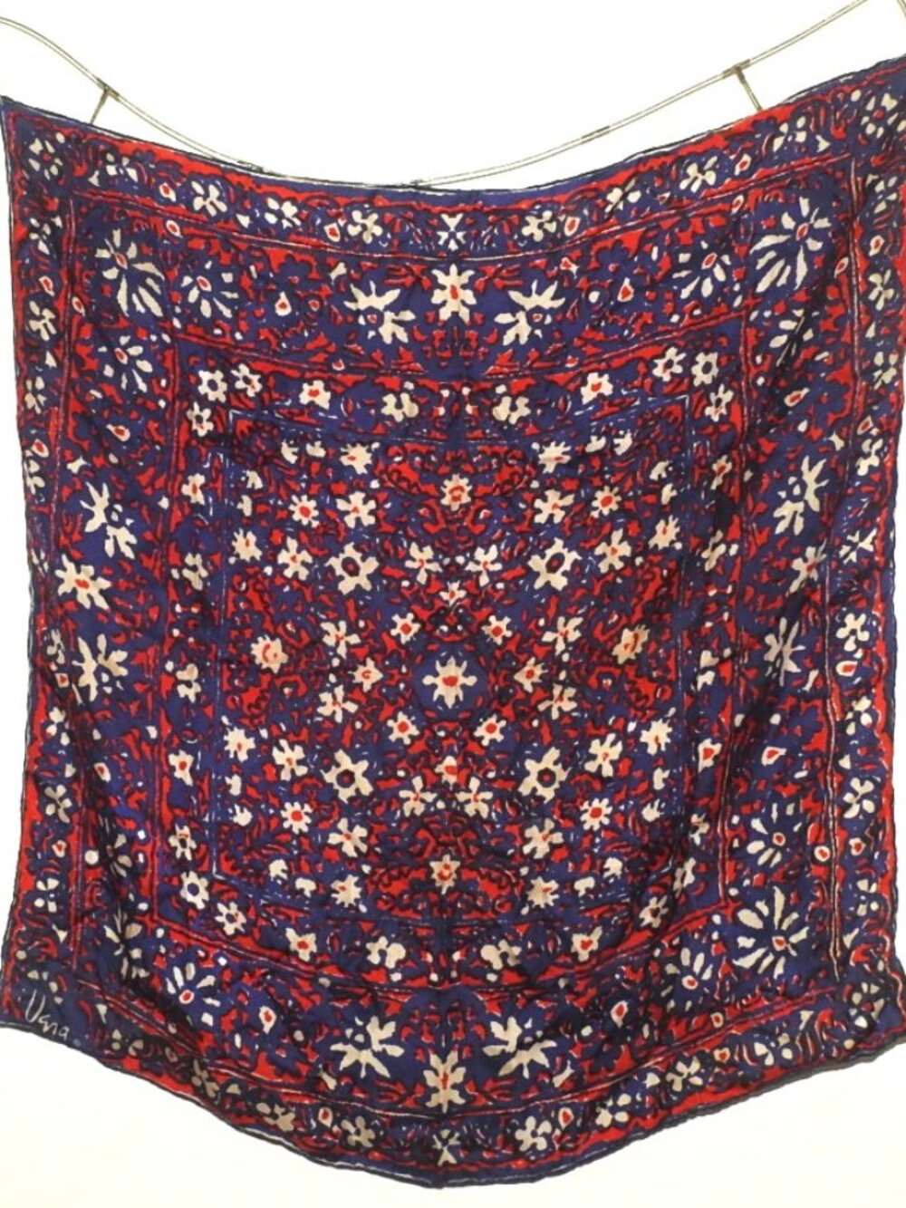 Vintage  Red White & Blue Vera Silk Square scarf